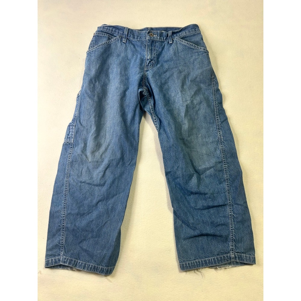 Levi Strauss Carpenter Jeans Mens 38x26 Blue Denim Wide Leg‎ Utility Work Pants